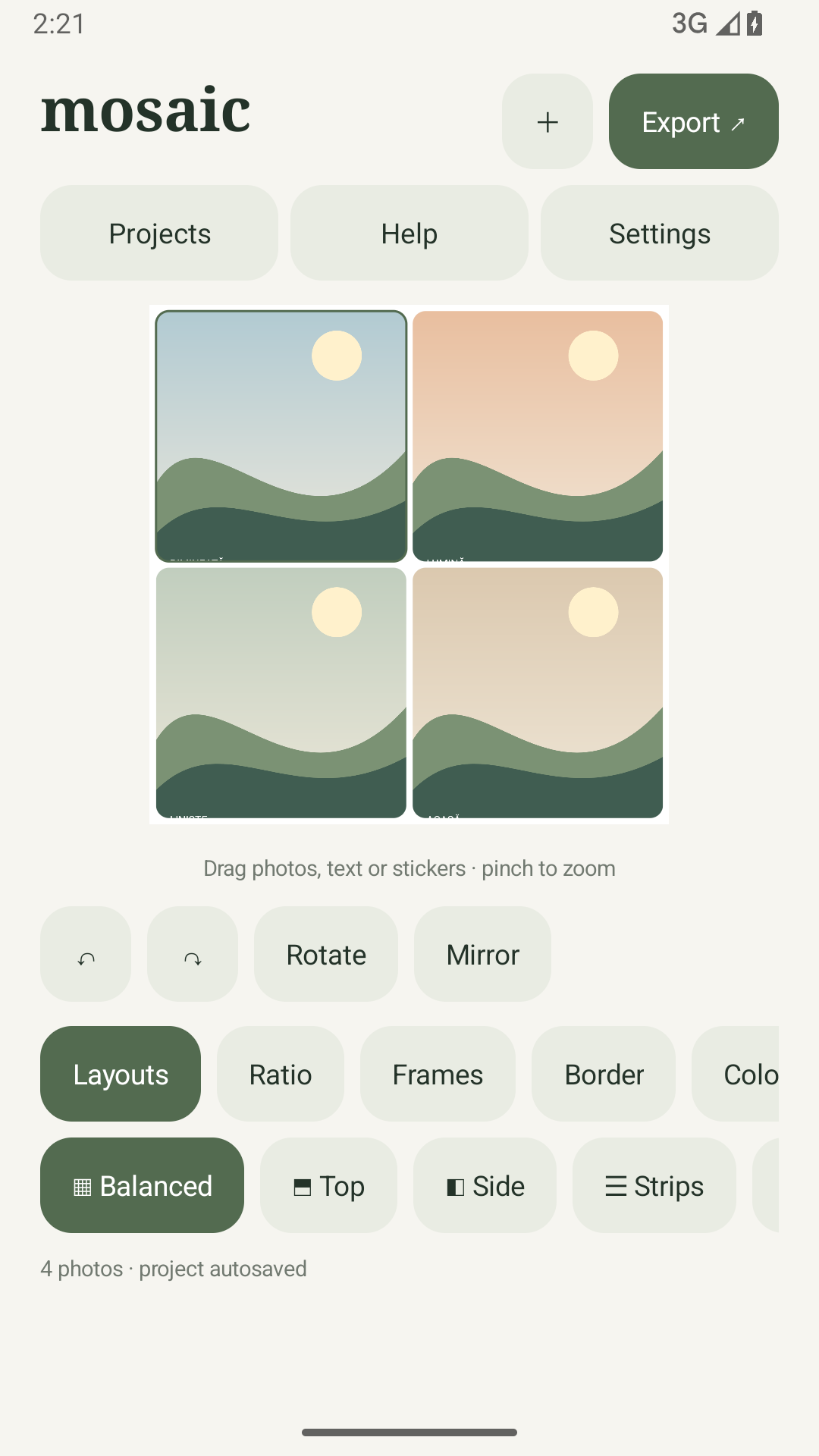 Mosaic layout controls
