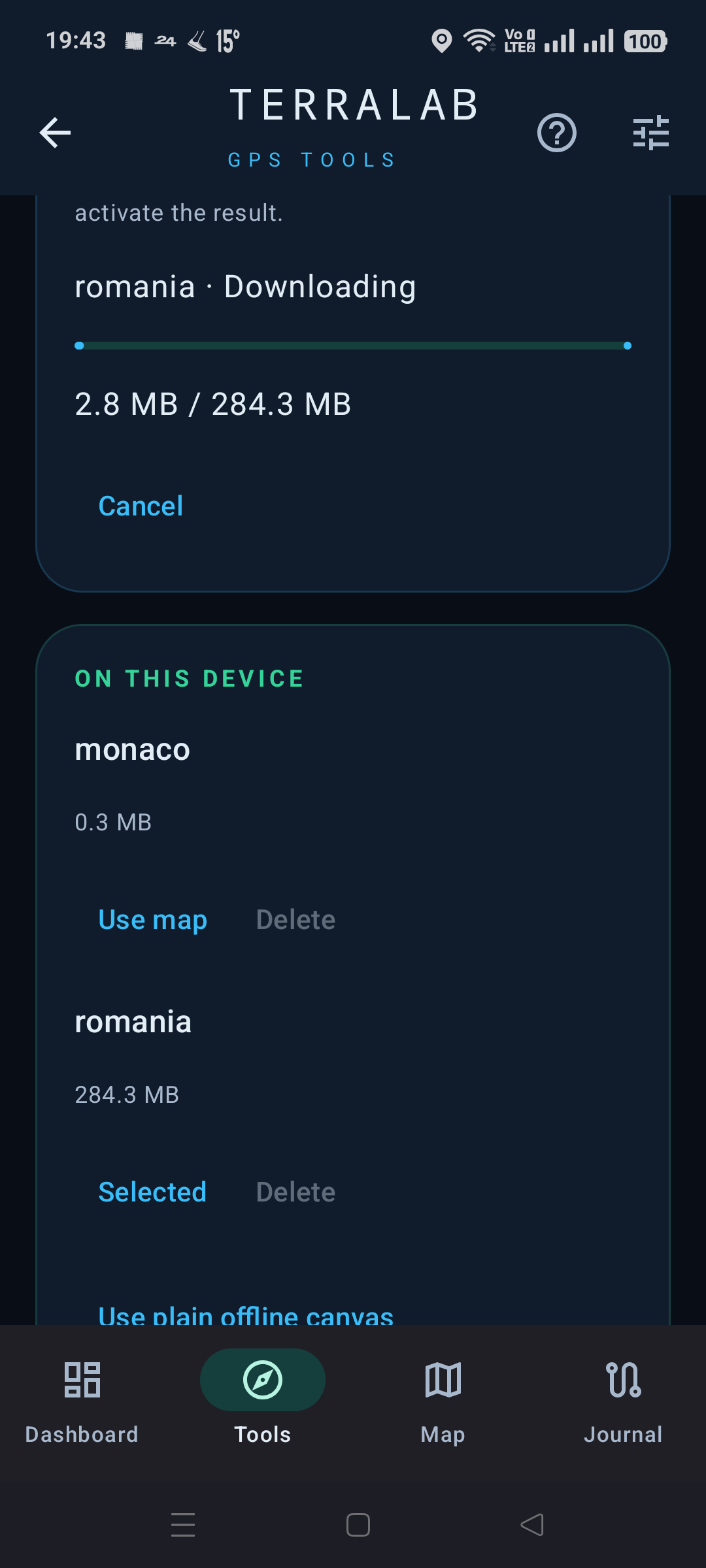 TerraLab offline package manager with installed maps